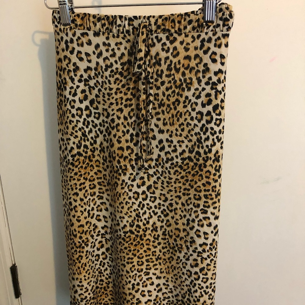 Leopard tie waist skirt
